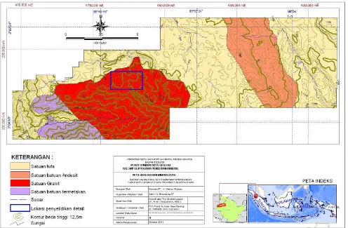 Gambar 2. Peta Geologi daerah penyelidikan Desa Manalu Dolok Kecamatan Parmonangan