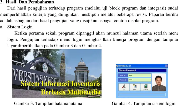 Gambar 3. Tampilan halamanutama                         Gambar 4. Tampilan sistem login 