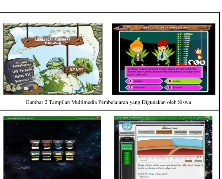 Gambar 2 Tampilan Multimedia Pembelajaran yang Digunakan oleh Siswa 