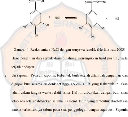 Gambar 4. Reaksi antara NaCl dengan senyawa fenolik (Herlinawati,2003) 