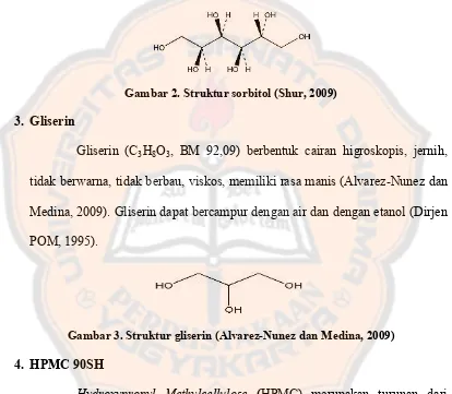 Gambar 2. Struktur sorbitol (Shur, 2009)