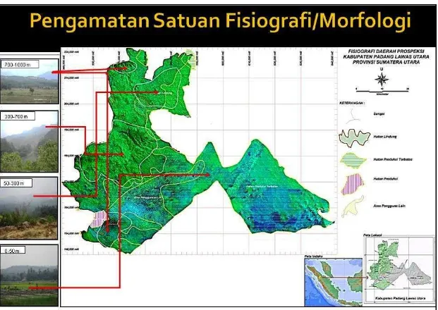 Gambar 2.Peta interpretasi fisiografi dan morfologi Kabupaten Padang Lawas Utara (Landsat TM5; RGB, 7;4;2) 