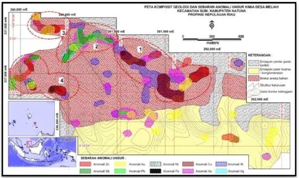 Gambar 13. Peta sebaran unsur As conto tanah Desa Meliah, Kecamatan Subi, Kabupaten Natuna, Propinsi Kepulauan Riau