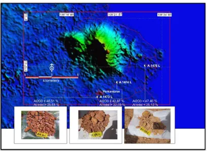 Gambar 2. Peta Lokasi Pengambilan Conto Geokimia Tanah dan Batuan, Desa Meliah, Kecaman Subi, Kabupaten Natuna, Propinsi Kepulauan Riau