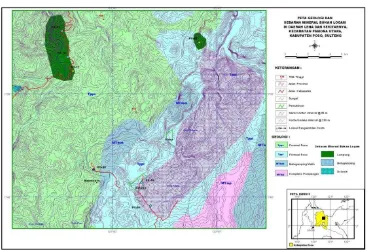 Gambar 1. Peta Geologi dan sebaran mineral bukan logamdi Daerah              Lena dan Sekitarnya, Kecamatan Pamona Utara 