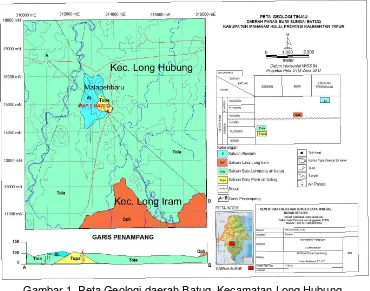 Gambar 1. Peta Geologi daerah Batuq, Kecamatan Long Hubung,  