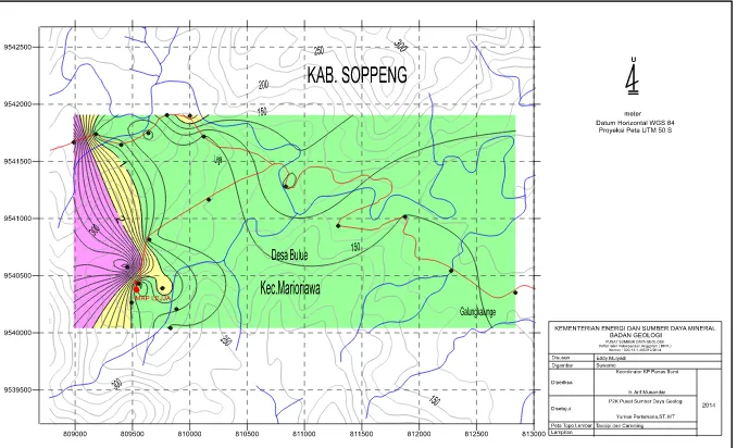 Gambar 10   Peta distribusi Hg  tanah daerah Lejja, Desa Bulue, Kecamatan Marioriawa, kabupaten Soppeng  