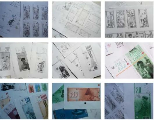 Gambar 5 Sketsa proses perancangan desain uang kertas rupiah