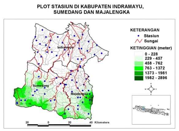 Figure 3 Domain of interest in this study. The 3 district are Indramayu, Sumedang, and  Majalengka respectively