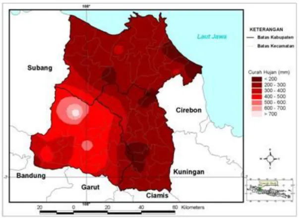Figure 5 Seasonally rainfall within Indramayu, Sumedang, and Majalengka districts during dry  season (May-October)