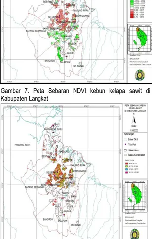 Gambar 8. Sebaran Karbon kebun kelapa sawit di Kabupaten  Langkat 
