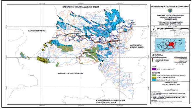 Gambar 4.1.Peta Daerah Aliran Sungai (DAS) Kabupaten Batang Hari