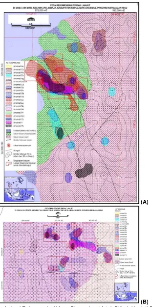 Gambar 9. Peta Lokasi Rekomendasi Yang Disarankan Untuk Ditindaklanjuti Desa Air Biru, Kecamatan Jemaja (A) dan Desa Ulu Maras, Kecamatan Jemaja Timur (B) 