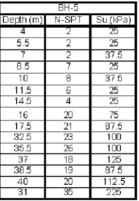 Tabel 4.6 Uji Boring dan Standard Penetration Test (SPT) BH-5 