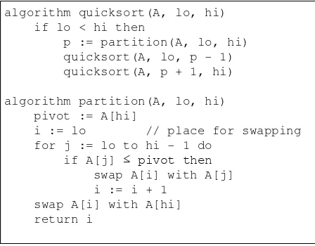 Gambar 2.11Pseudocode Algoritma Quicksort (Bentley, 1999)