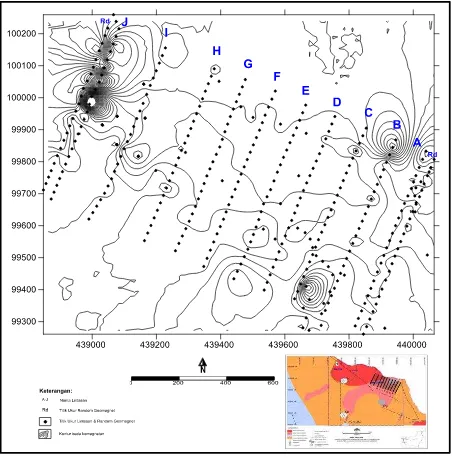 Gambar 5. Peta Distribusi Pengukuran Pada Lintasan dan Acak/Random Geomagnet Daerah Gunung Rawan, Kecamatan Sekayam, Provinsi Kalimantan Barat