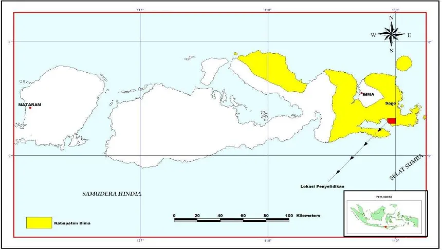 Gambar 1. Lokasi Eksplorasi Umum Endapan Perlit Di Kabupaten Bima, Prvoinsi Nusa Tenggara Barat 