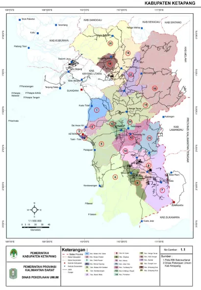 Gambar 2-1 Peta Wilayah Administratif Kabupaten Ketapang 