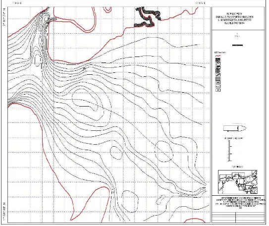Gambar 2. Peta batimetri muara sungai Berau