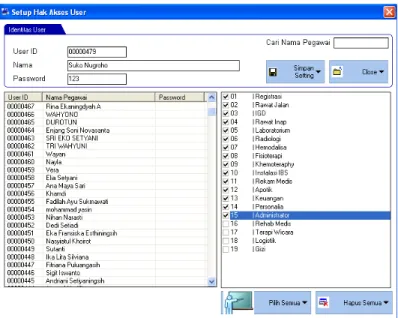 Gambar 9 Menu Mengatur Hak Akses User 