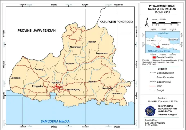 Gambar 1.1 Peta Administrasi Kabupaten Pacitan 