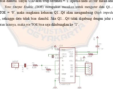 Gambar 2.3. Rangkaian DTMF decoder CM8870 [17] 