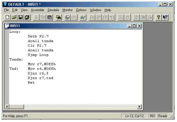 Gambar  2.2:   8051 Editor, Assembler, Simulator (IDE) 