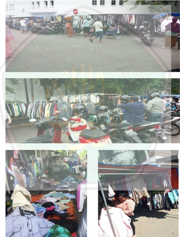 Foto Keadaaan Penjualan Pakaian Bekas Impor Di Tugu Pahlawan Surabaya  di Jalan Pahlawan dan Jalan Kembang Pada Tanggal 30 Juli 2017