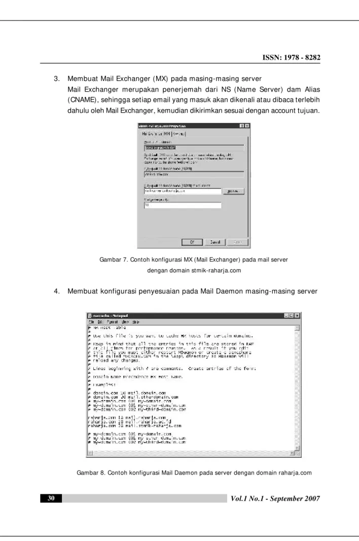 Gambar 7. Contoh konfigurasi MX (Mail Exchanger) pada mail server dengan domain stmik-raharja.com