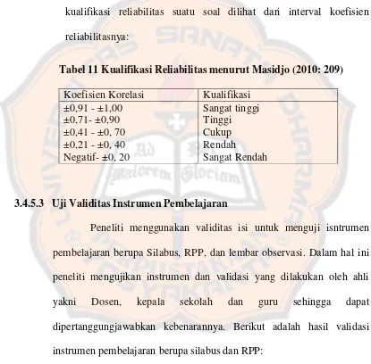 Tabel 12: Hasil validasi silabus: 