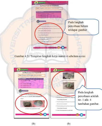 Gambar 4.21 Tampilan langkah kerja materi 4 sebelum revisi  