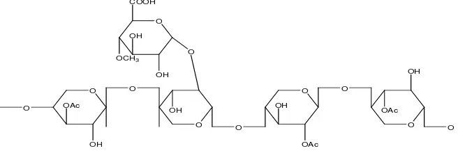 Gambar 2.4 Struktur Hemiselulosa (Zabel dan Morrell, 1992) 