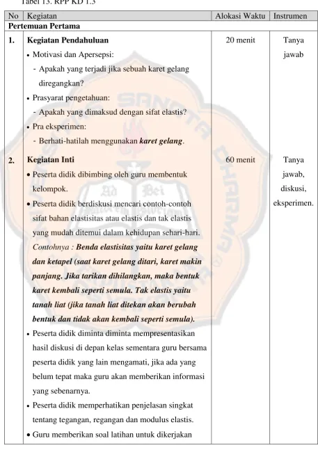 Tabel 13. RPP KD 1.3 