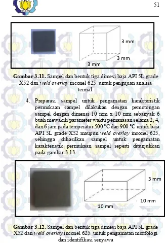 Gambar 3.11. Sampel dan bentuk tiga dimesi baja API 5L grade 