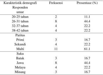 Tabel 5.1 Distribusi Frekuensi Karakteristik Responden Menurut Umur, Paritas, Suku  pada 