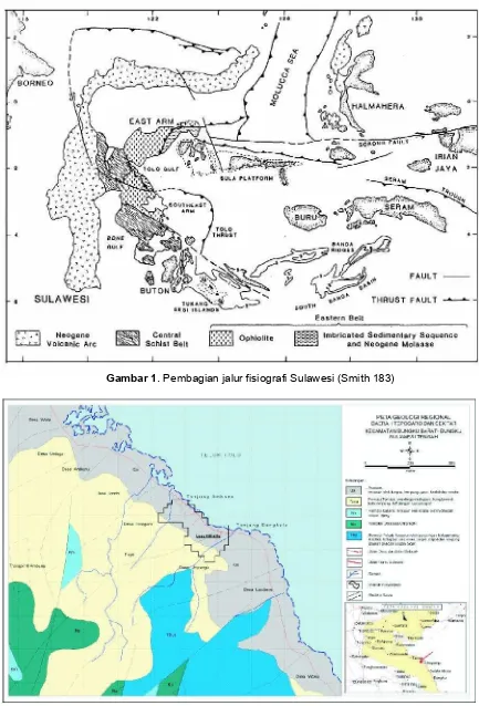 Gambar 1. Pembagian jalur fisiografi Sulawesi (Smith 183)