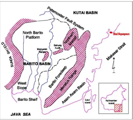 Figure 1. Tanah Bumbu Study Area in Tectonic Framework of Barito Basin (Satyana & Silitonga)