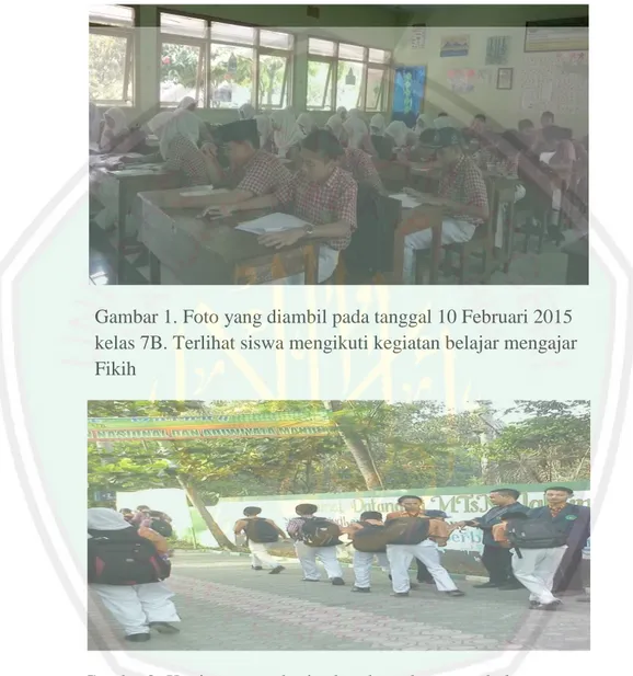 Gambar 1. Foto yang diambil pada tanggal 10 Februari 2015  kelas 7B. Terlihat siswa mengikuti kegiatan belajar mengajar  Fikih 