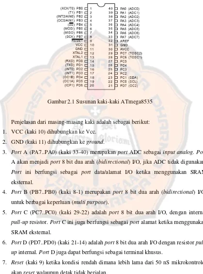 Gambar 2.1 Susunan kaki-kaki ATmega8535 