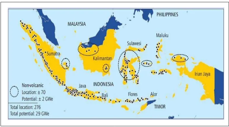 Gambar 1.1 Peta lokasi prospek panasbumi di Indonesia 