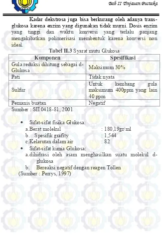 Tabel II.3 Syarat mutu Glukosa 