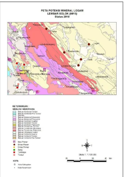 Gambar 8. Peta metadata potensi mineral logam lembar solok (0815)