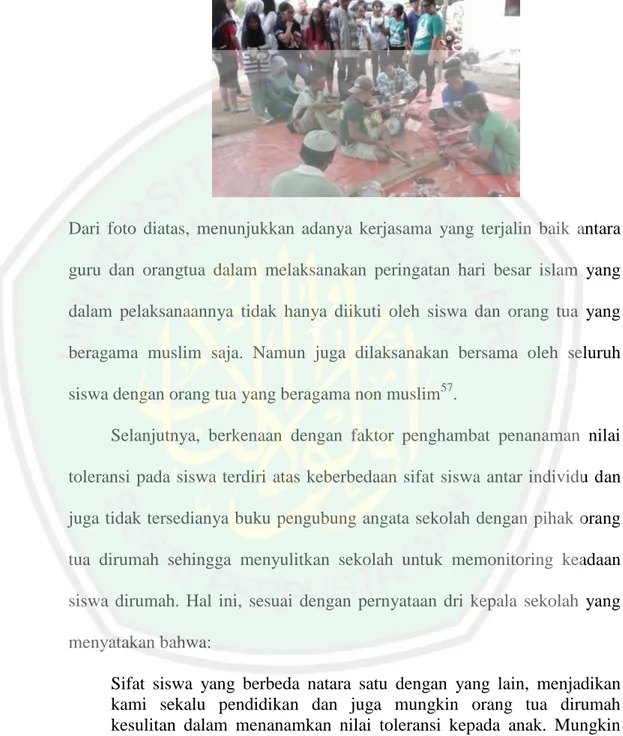 Gambar 4.5 Peringatan Hari Besar Islam (Idhul Adha) yang  Dilaksanakan Oleh Seluruh Siswa Beserta Orang Tua di SMP PGRI 04 