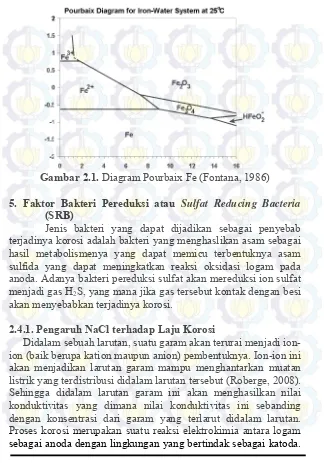 Gambar 2.1.  Diagram Pourbaix Fe (Fontana, 1986) 