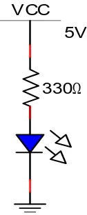 Gambar 2.4 Simbol dan rangkaian sebuah LED 