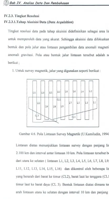 Gambar 4.6. Pola Lintasan Survey Magnetik (U.Kamiludin, 1994) 