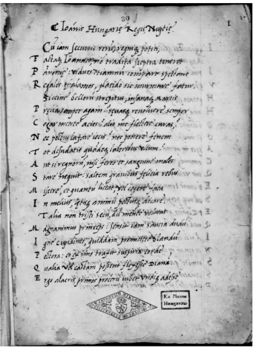 Fig. 3. Manuscript of Michael Verancius’ poem (not his autograph)   (oSZK sign. Quart
