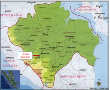 Gambar 1 Peta lokasi kegiatan pengeboran sumur BML-1 Daerah Lahat, Propinsi Sumatera Selatan
