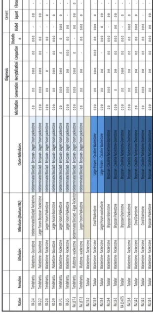 Table 2 – Summary of the Diagenetic Analysis for each sample