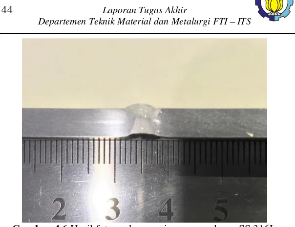 Gambar 4.7  Hasil foto makro spesimen pengelasan SS 316L 